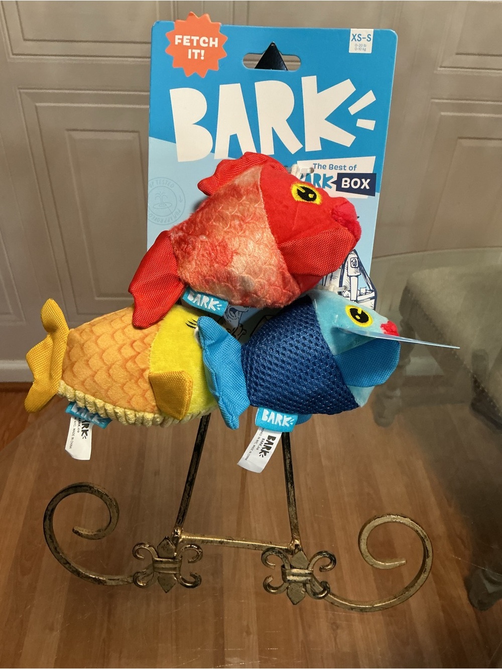 Brand New Set BarkBox The Groupers 3 Piece Squeaky Plush Dog Toys - Picture 2 of 5